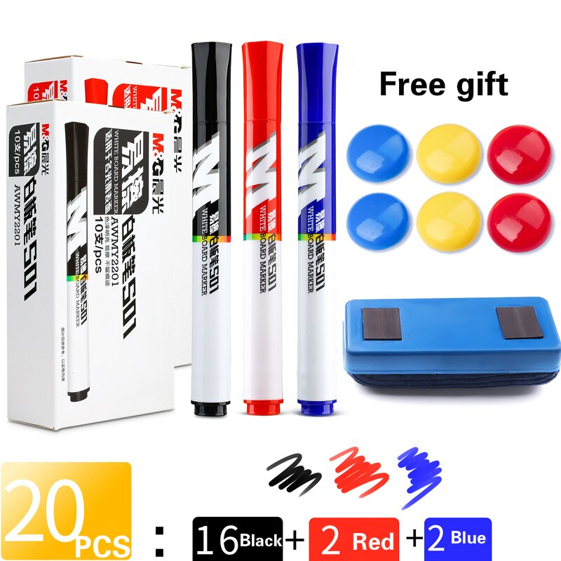 M G White Board Marker Zwart Blauw Rode Inkt Grandado