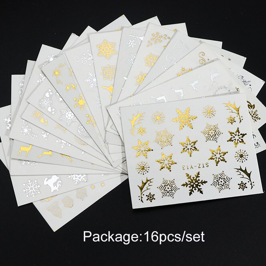 Pcs Xmas Stickers Voor Nagels Kerst Goud Zilver Grandado