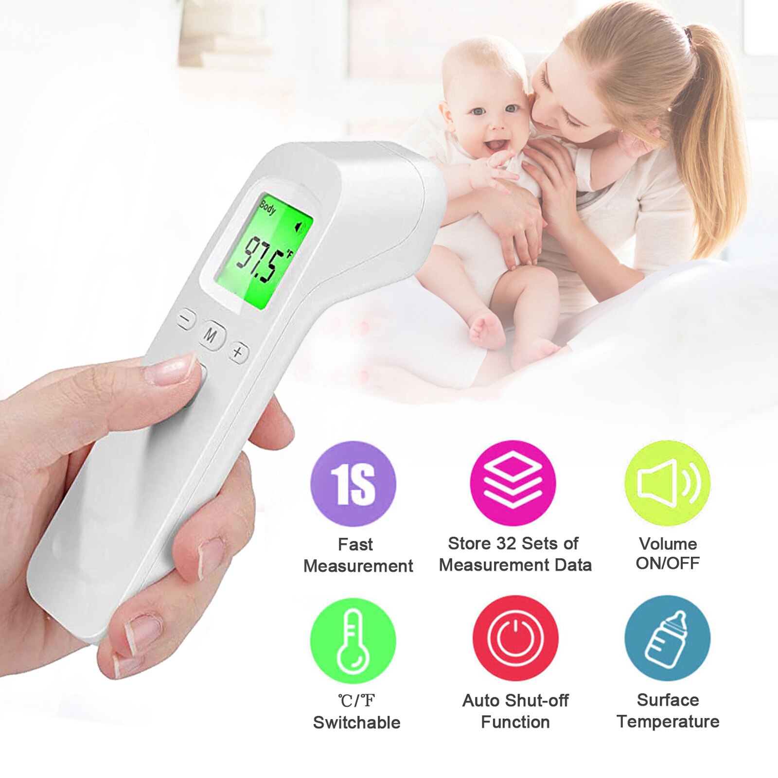 Non Contact Infrarood Thermometer Handheld Digitale Voorhoofd