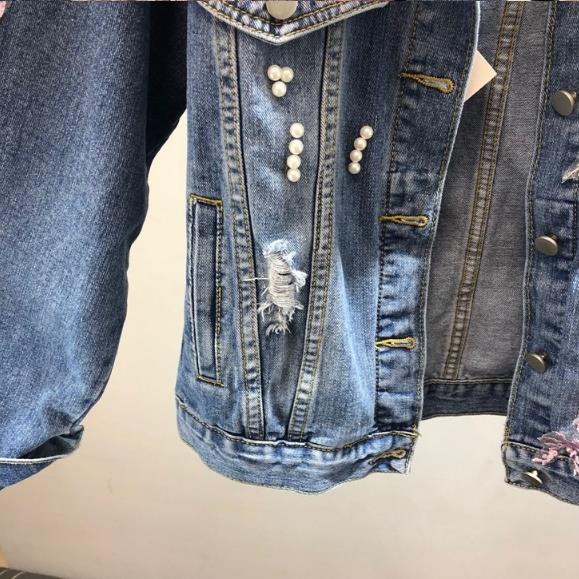 Frühling Herbst Jeans Jacke Mantel Frau Neue schwe Grandado