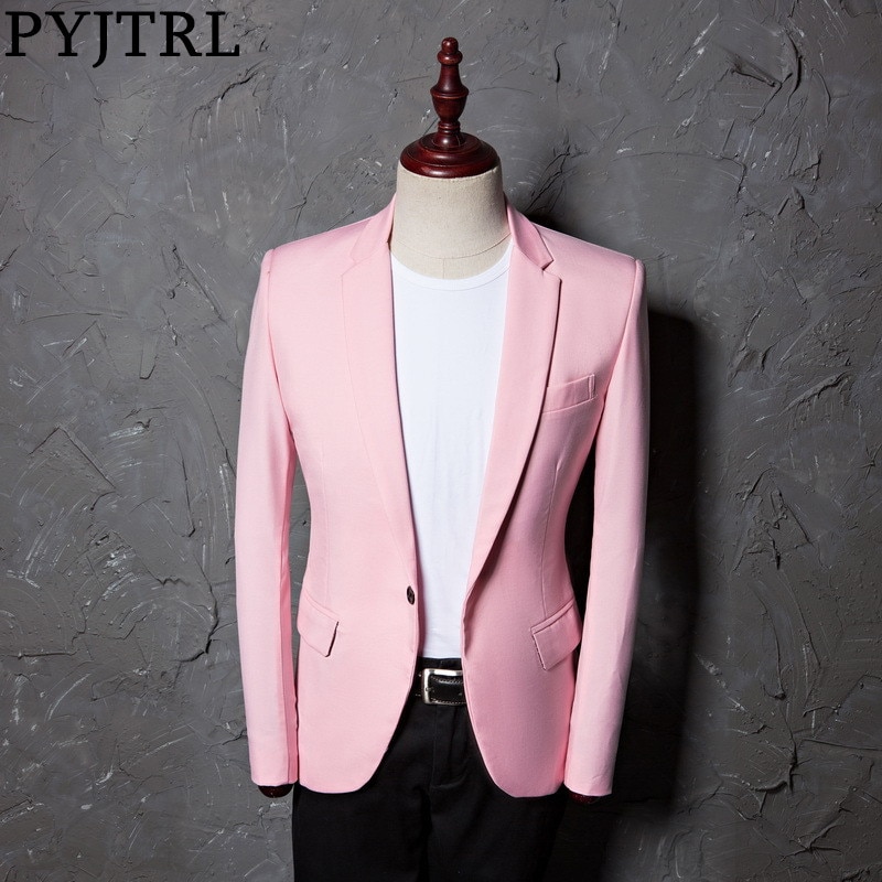 Traje De Chaqueta Pyjtrl Informal De Color Rosa Para Hombre Traje De