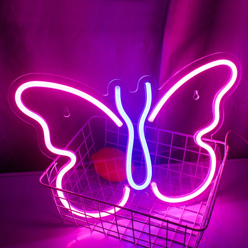 Wanxing Led Neon Sign Vlinder Acryl Neon Lamp Usb Grandado