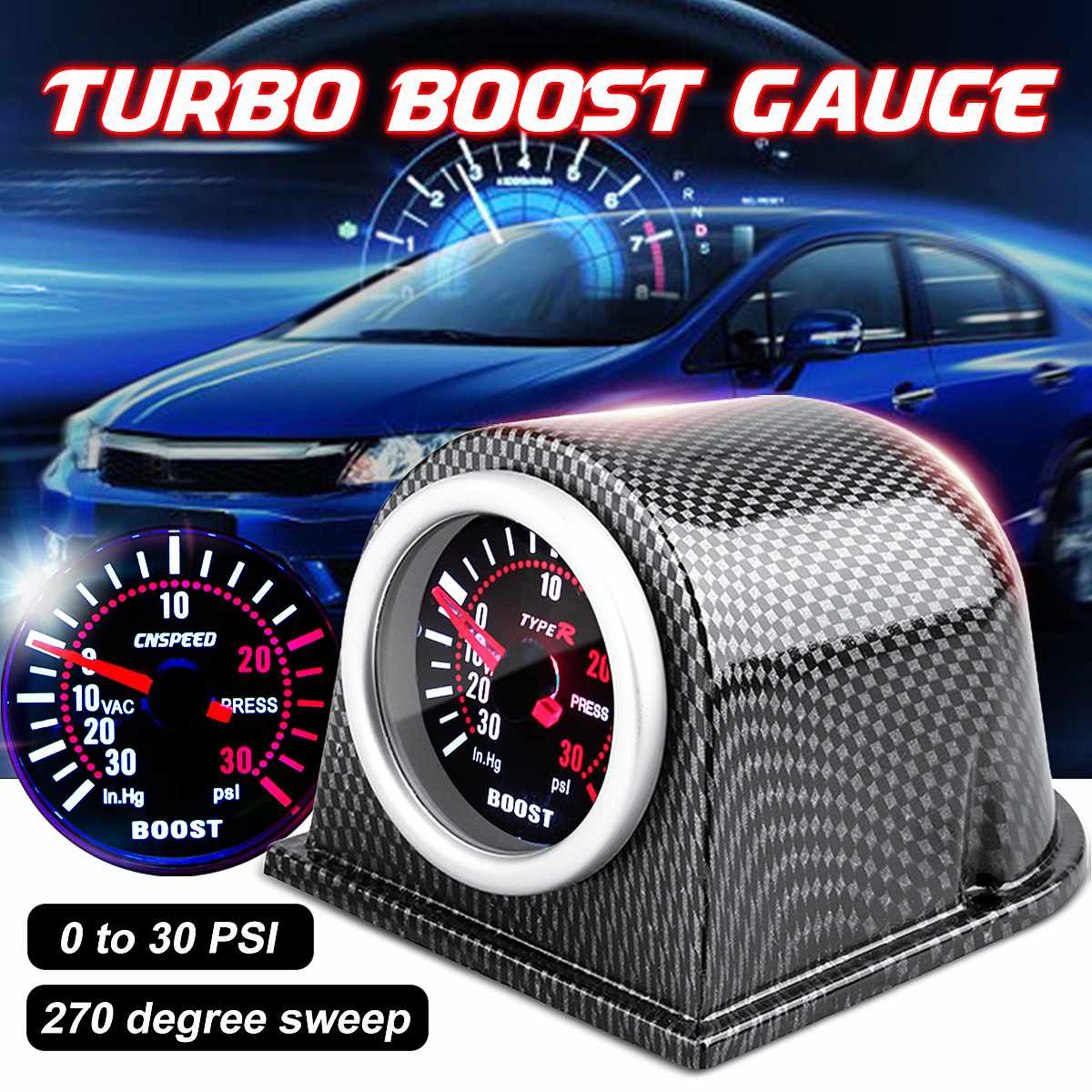 Turbo Boost Gauge 2 52Mm 0 30 Psi Rook Gezicht U Grandado