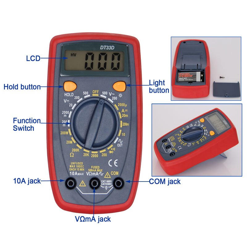 DT33D Multimeter AC DC Spannung LCD Digital Multim Grandado