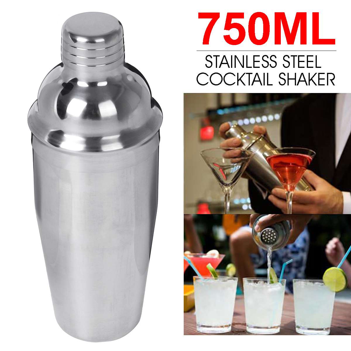 Rvs 750Ml Cocktail Shaker Mixer Wijn Martini Bosto Grandado