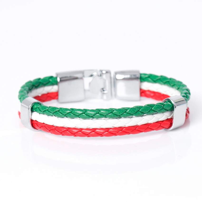 Mode Nationale Spanje Vlag Id Lederen Armband Trendy Gevlochten Surfer