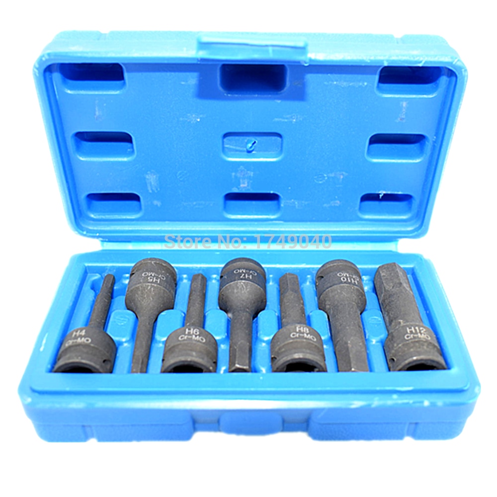 7pc 3 8 Vierkante Drive Impact Hex Bit Socket Set Grandado