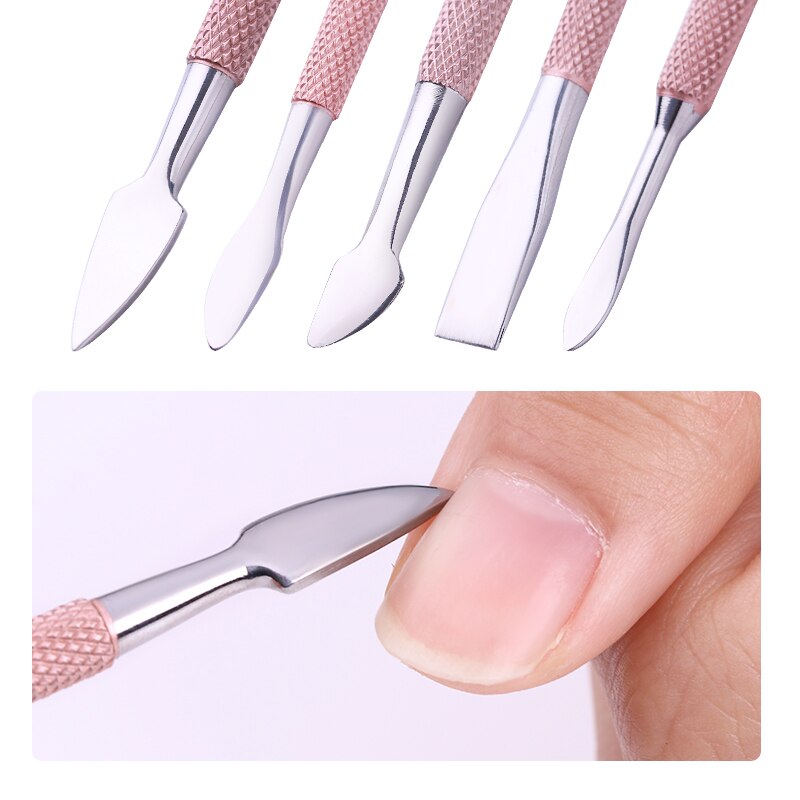 Ur Suiker 1Pc Rose Goud Cuticle Pusher Nagellak Gel Dode Huid Remover