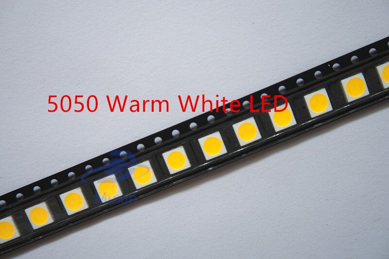 100 Uds Diodo LED SMD 5050 blanco cálido 15 18LM 60mA DC 3V lámpara de