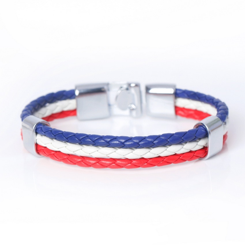 Mode Nationale Spanje Vlag Id Lederen Armband Trendy Gevlochten Surfer