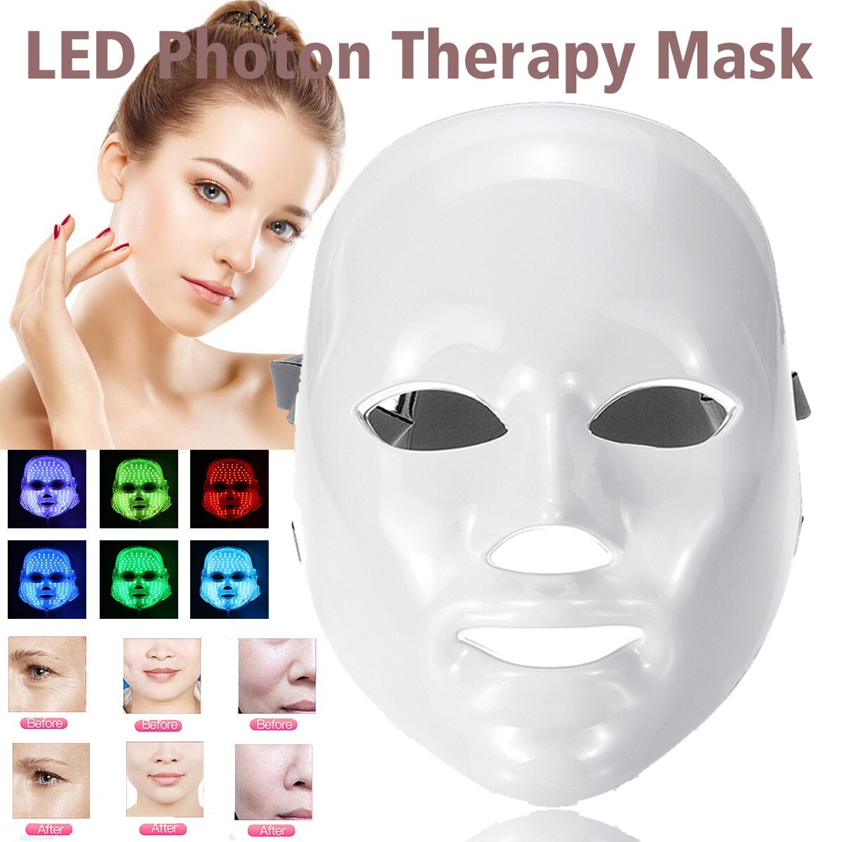 Mascarilla Facial Con Luz LED De Fotones Para Reju Grandado