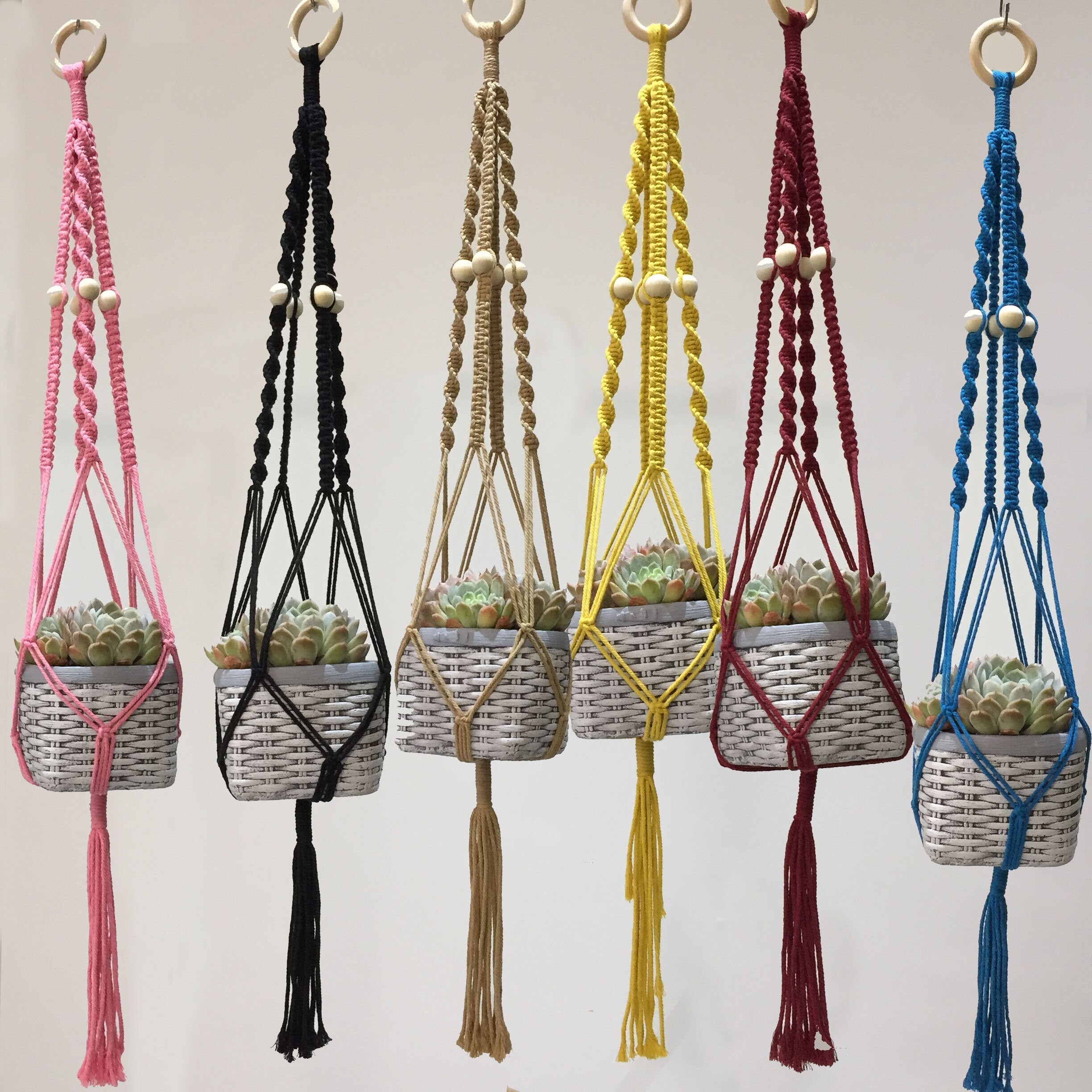 Handgemaakte Macrame Plant Hanger Pannenlap Plant Grandado