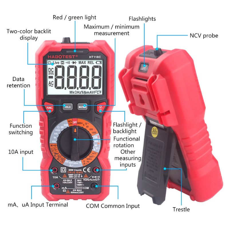 Ht Telt V Ac Dc Digitale Multimeter Nc Grandado