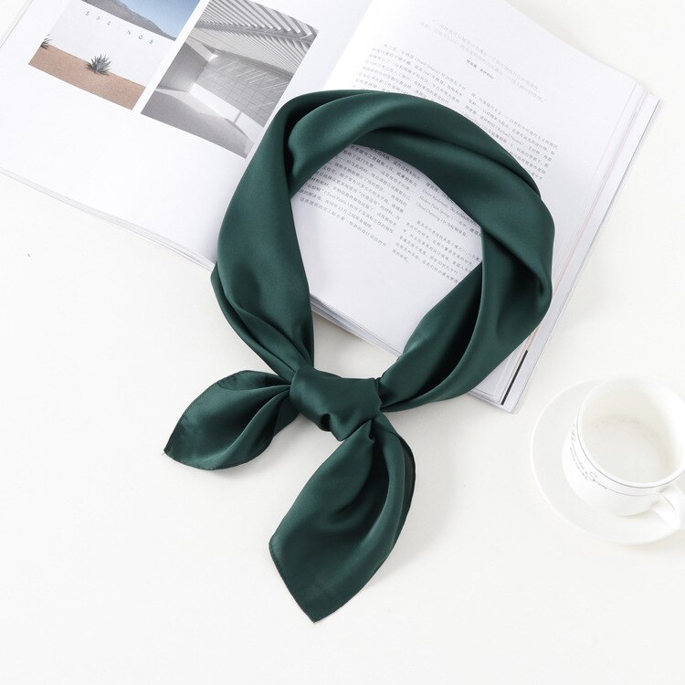 Plain Kerchief Silk Satin Hair Scarf For Women Sma Grandado