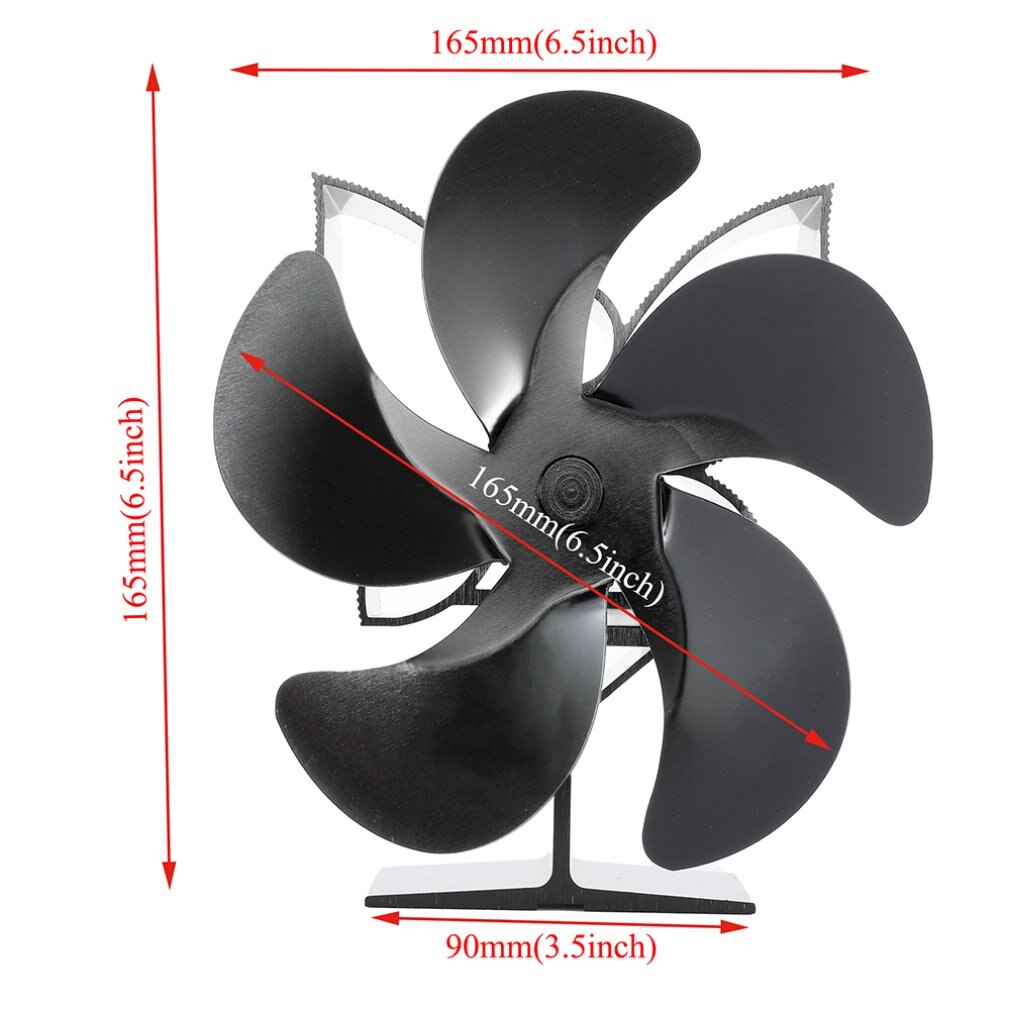 Fireplace Fan 5 Blade Heat Powered Stove Fan Burner Eco Fan Quiet Home