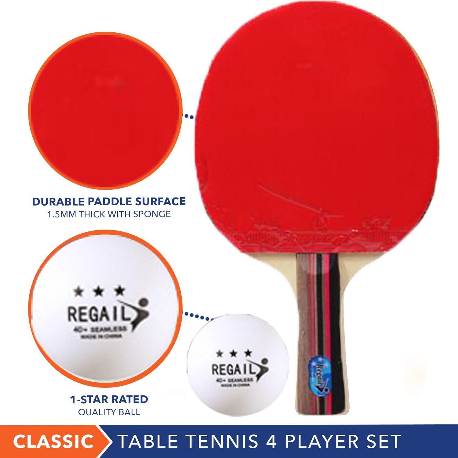 Tennis Table Racket Short Long Handle Carbon Blade Rubber With Double Face Pimples In Ping Pong Rackets With Case