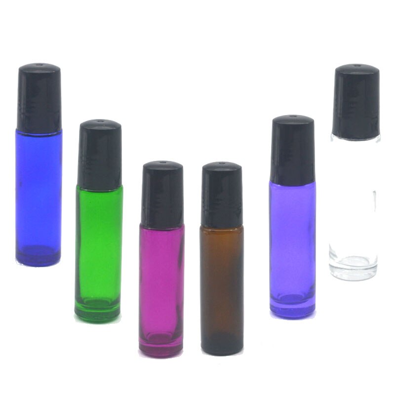 3 pièces dégradé coloré 10cc épais verre rouleau bouteille vide parfum huile essentielle Test bouteille 10ml Roll-On flacon