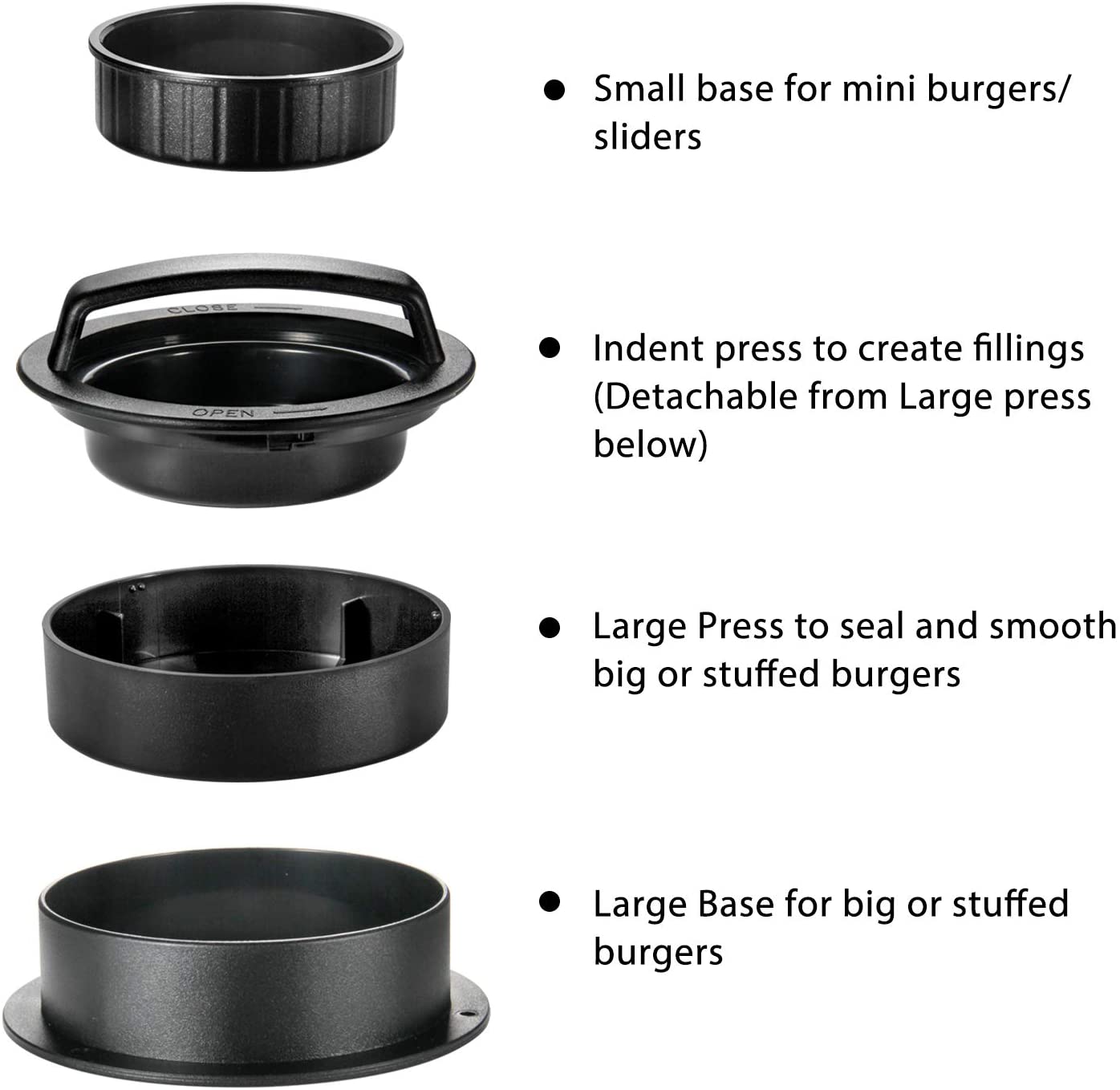 3-w-1 nieprzywierająca nadziewane prasa robić burgerów z 50 wosk papiery, sztuka kulinarna narzędzie robić formowania dla grill grillowanie hamburgery, wołowina kotlety i suwak