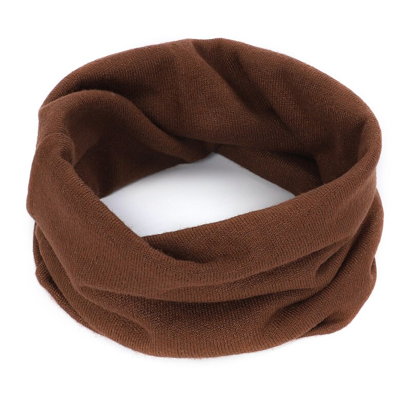 Foulard rond en laine tricoté massif, laine pour hommes et femmes, tendance hiver: Coffee