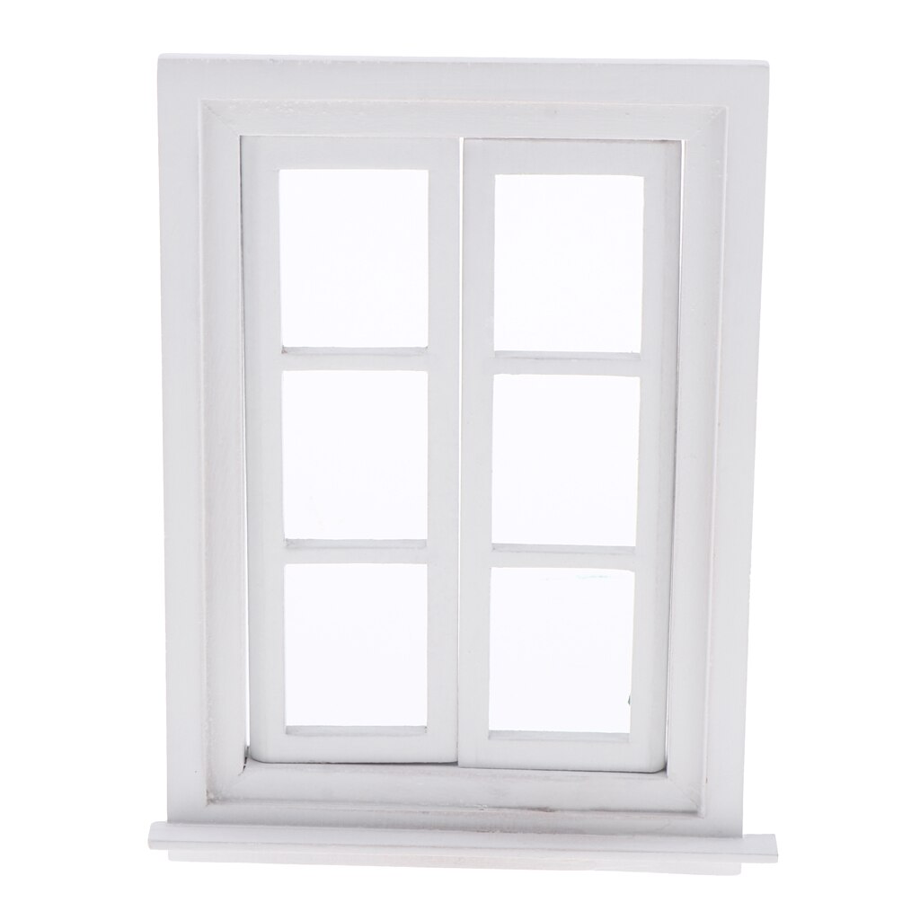In miniatura di Legno Bianco per Porte E Finestre Mobili FAI DA TE Decor per il 1/12 Casa di Bambole