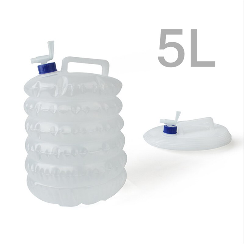 Bolsa de agua plegable telescópica para exteriores de 5L, cubo, grifo para coche EP, bebida cámping, termo, hervidor, bolsa de transporte a pie