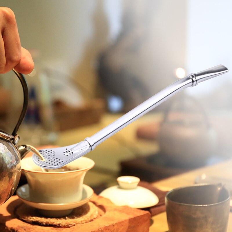 Lepel Thee Filter Yerba Mate Thee Rietjes Rvs Rietje Bombilla Kalebas Herbruikbare Thee Gereedschap Wasbare Bar Accessoires