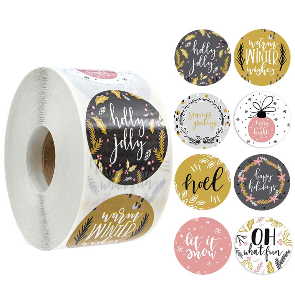500Pcs/Roll 2.5cm Patterned Christmas Stickers Round Envelope Cards For Envelope Cards Package Scrapbooking Decor: B
