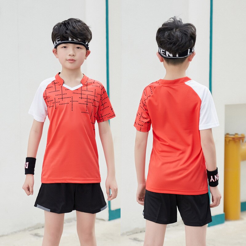 children's badminton wear sportswear short-sleeved table tennis clothing children's sportswear customization: 4XS / Orange