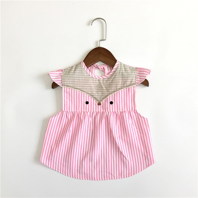 sommer Baby Lätzchen Baumwolle Cartoon Fox Fütterung Kleidung Kinder Zeichnung Kleidung Prinzessin Kleid: Rosa