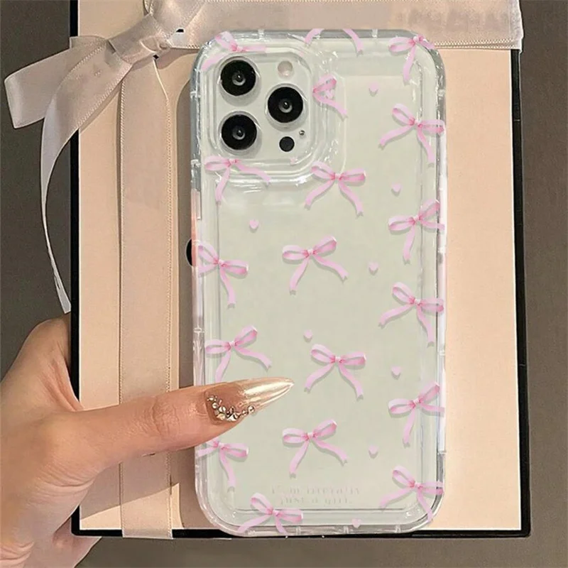 Niedliche rosa Herz-Schleifen-Handyhlle fr iPhon...  Grandado