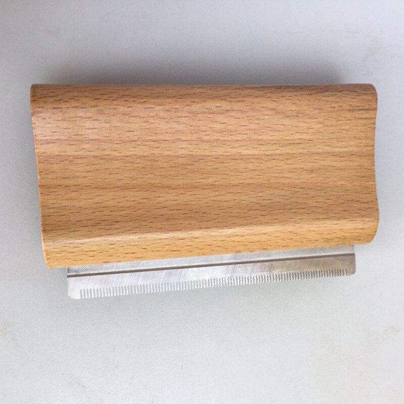 Wood Groom Brush Vis Deshedding Grooming Tool, Pet Wooden Groomer, Ergonomic Dog Comb Pet hair Removal Comb: Wooden / L