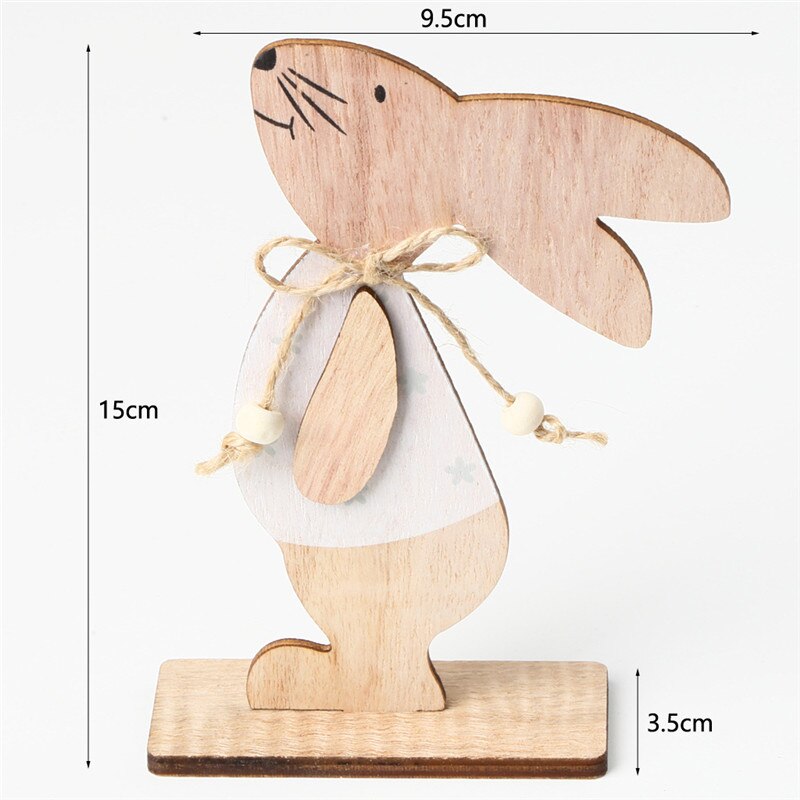 4 sztuk/zestaw 7*11cm wielkanoc królik dekoracje z drewna DIY drewno wiszące rzemiosło Słodki królik wielkanoc ozdoby zaopatrzenie solidny rzemiosła drewna: B