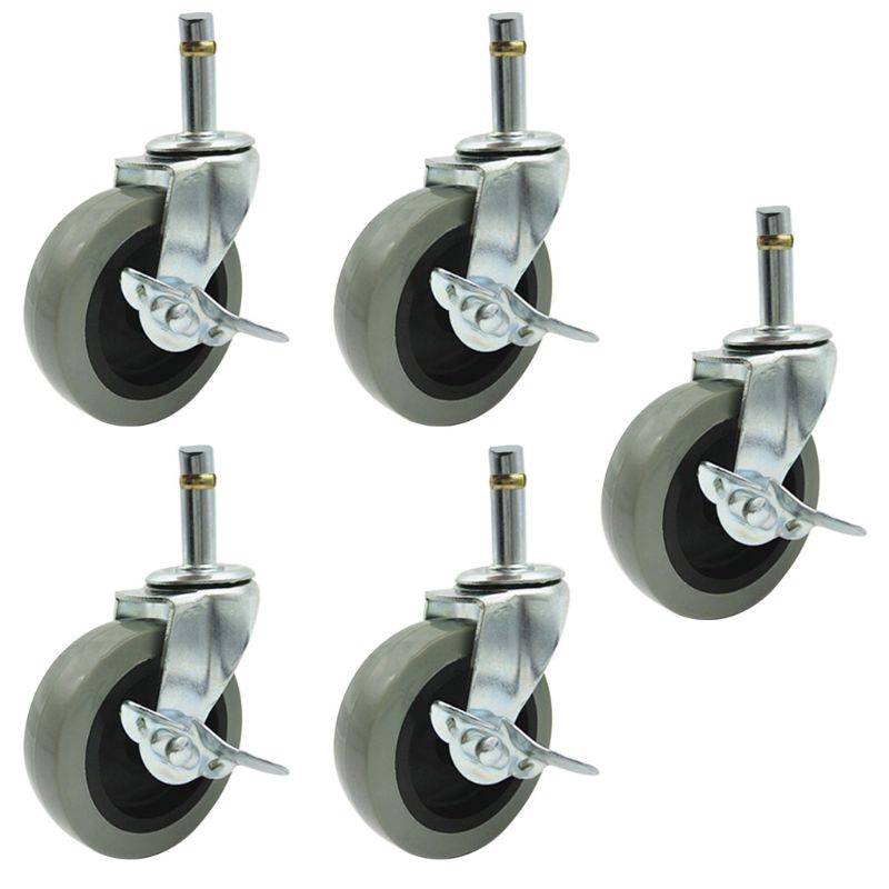 5 Pcs Office Chair Caster Wheels with Brake Replacement Chair Csters Soft Safe Rollers Furniture Hardware