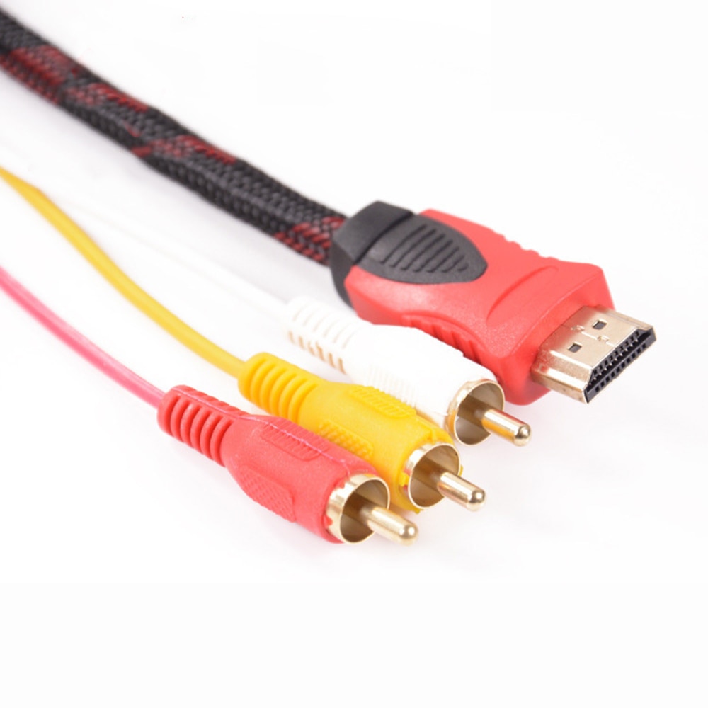 1.5M Conversion Converter HDMI to RCA Cable HDMI Male to 3 RCA AV Male AV Composite Male M/M Connector Adapter Cable Cord