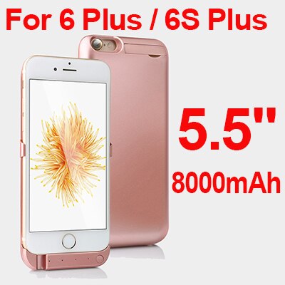 6 plus 6 SPlus 8000 mAh Externe Batterij Case Voor iphone 6 Plus 6 s Plus Batteria Charger Case Telefoon Power bank Lading Cover Case: rosy gold