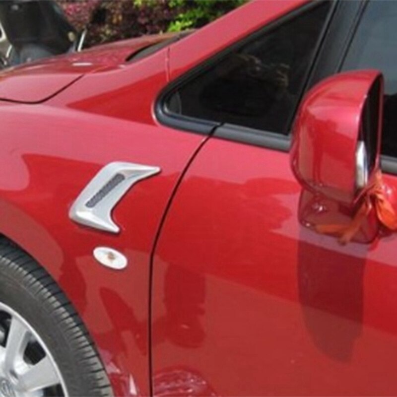 2Stck Abs Kunststoff Auto Seite entlüften Luftstrom KotflüGel Aufnahme Aufkleber Hai Kiemen Seite entlüften Aufkleber Auto Simulation Seite Lüftungsschlitze Dekorative