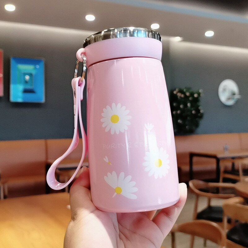 320/210Ml termo pollito taza de silicona flor Jacquard vacío 304 botella de acero inoxidable agua taza de bebida: HA181-pink