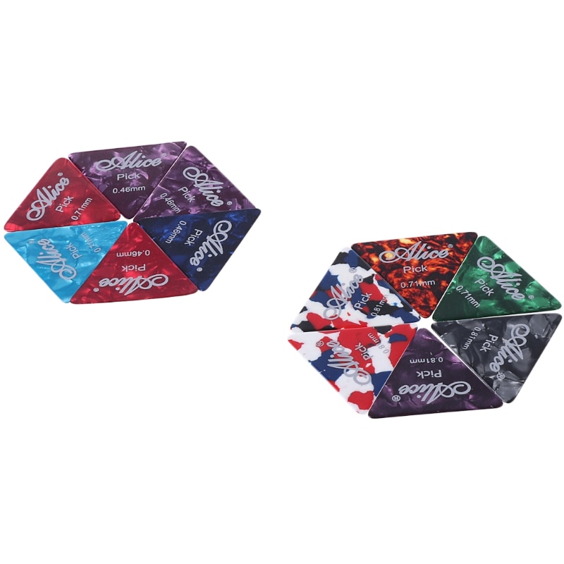 12pcs Celluloid Guitar Picks Big Triangle Pick Strumming Folk 0.46 0.71 0.81mm