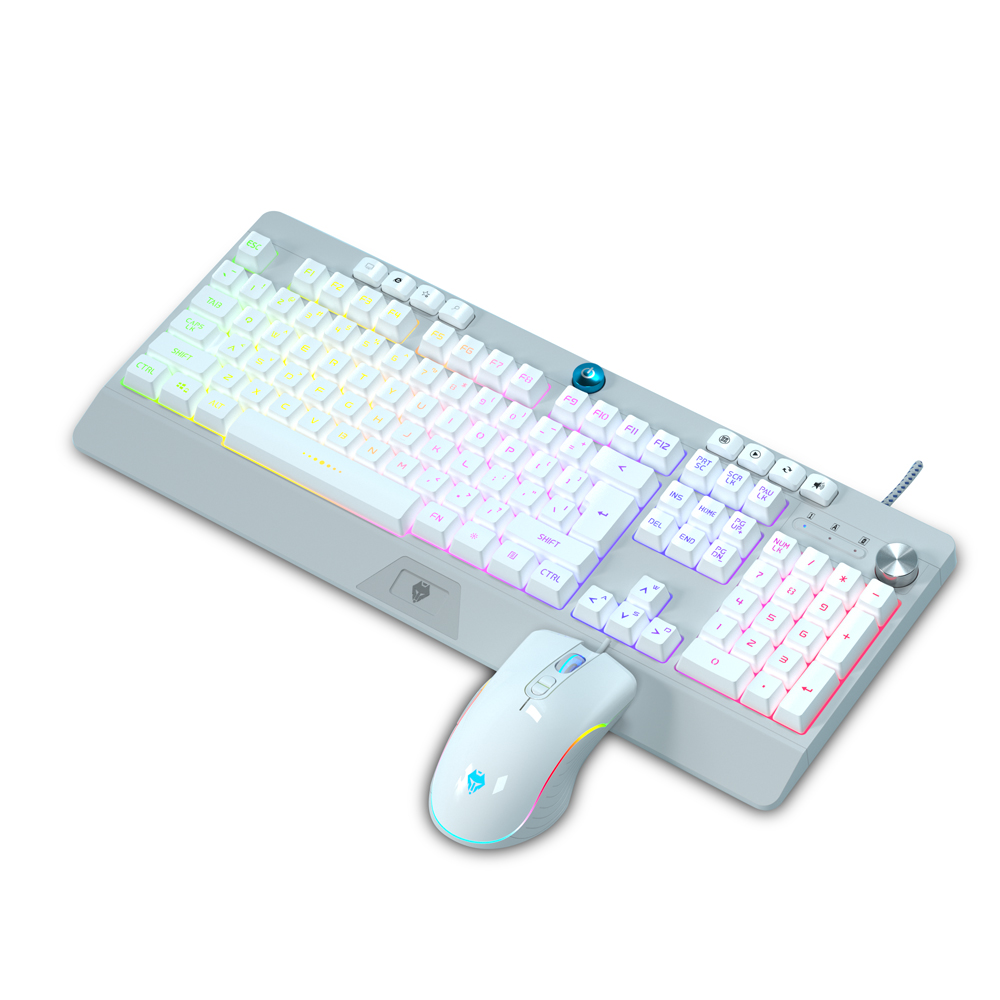 Gaming keyboard and Mouse Wired backlight mechanical feeling keyboard Gamer kit Silent 2400DPI Gaming Mouse Set for PC Laptop: White set