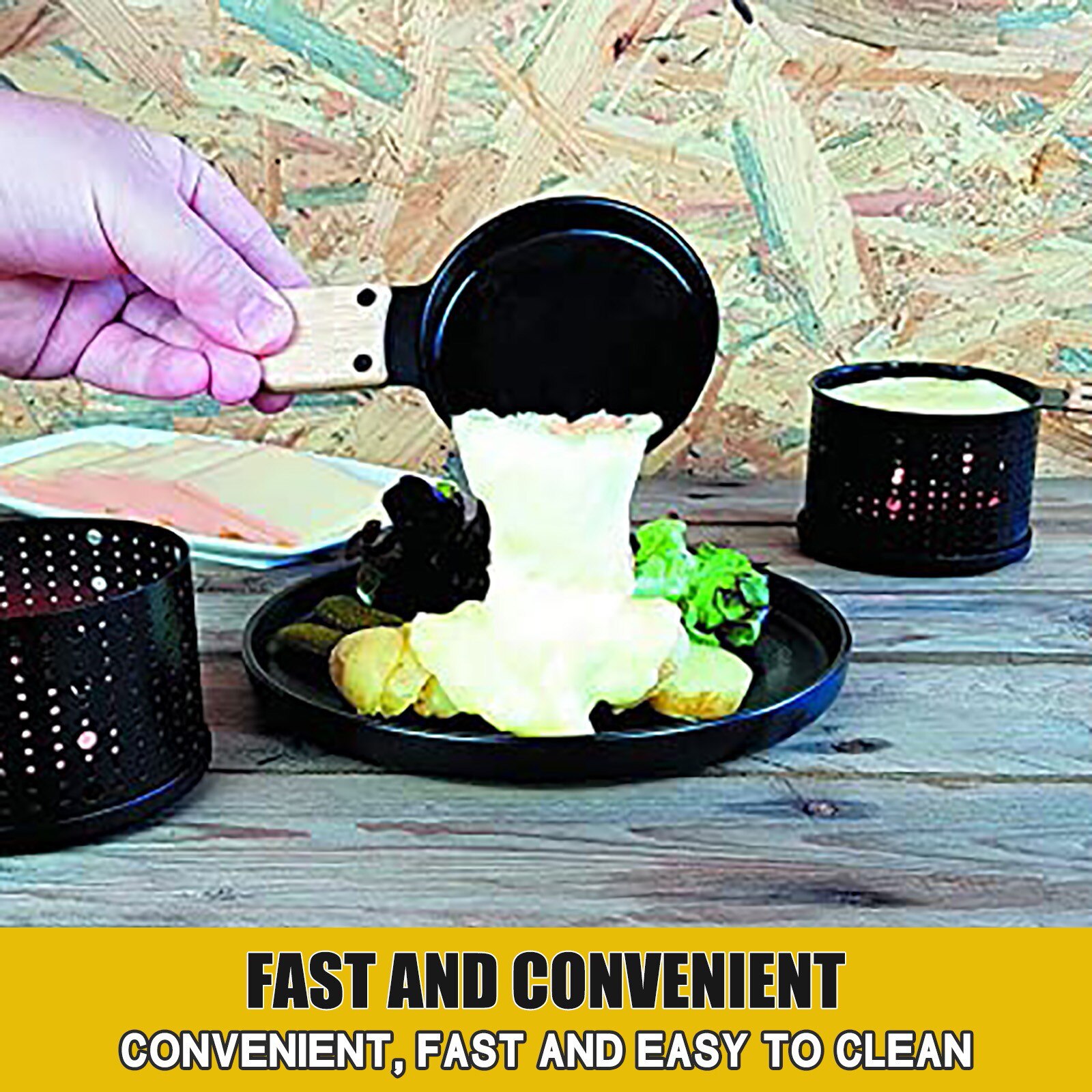 2pc Picnic Portable Non-stick Metal Cheese Raclette Oven Grill Plate Rotaster Baking Tray Stove Set Kitchen Baking Tool #T1P