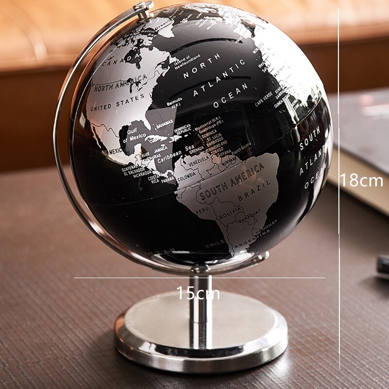 Wereldbol Mapa Home Decor Accessoires Globe Aarde 5 Inch Vintage Houten Globe Ornamenten Wereldkaart Geografie Desk Decor: Black