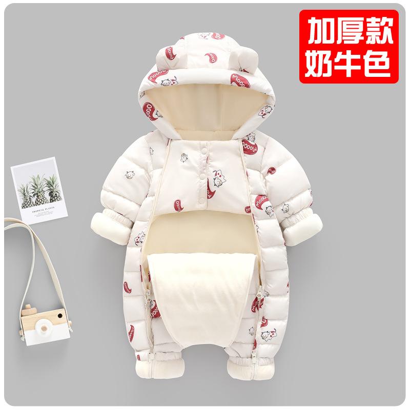 Overalls Plus Fluwelen Jumpsuits Baby Winter Rompertjes Cartoon Hooded Waterdicht Pasgeboren Meisjes Snowsuit Peuter Jongen Jas Kleding