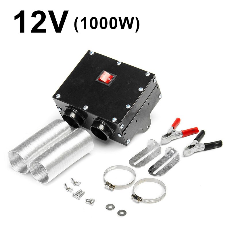 Chauffage de voiture 1000W 12V/24V 4 trous chauffage de stationnement pare-brise dégivreur PTC voiture ventilateur réchauffeur d'air température constante chauffage: 12V 2 Hole