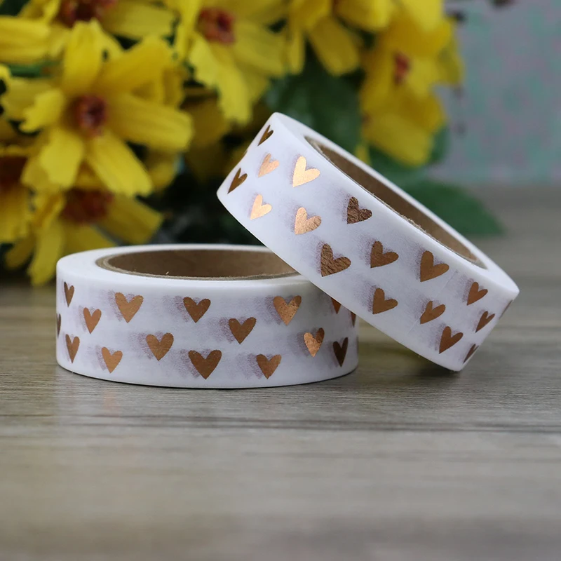 1PC 15mm * 10m Herz Folie Washi Tape Japanischen Kawaii Scrapbooking Werkzeuge Masking Tape Weihnachten Fotoalbum diy Dekorative Bänder