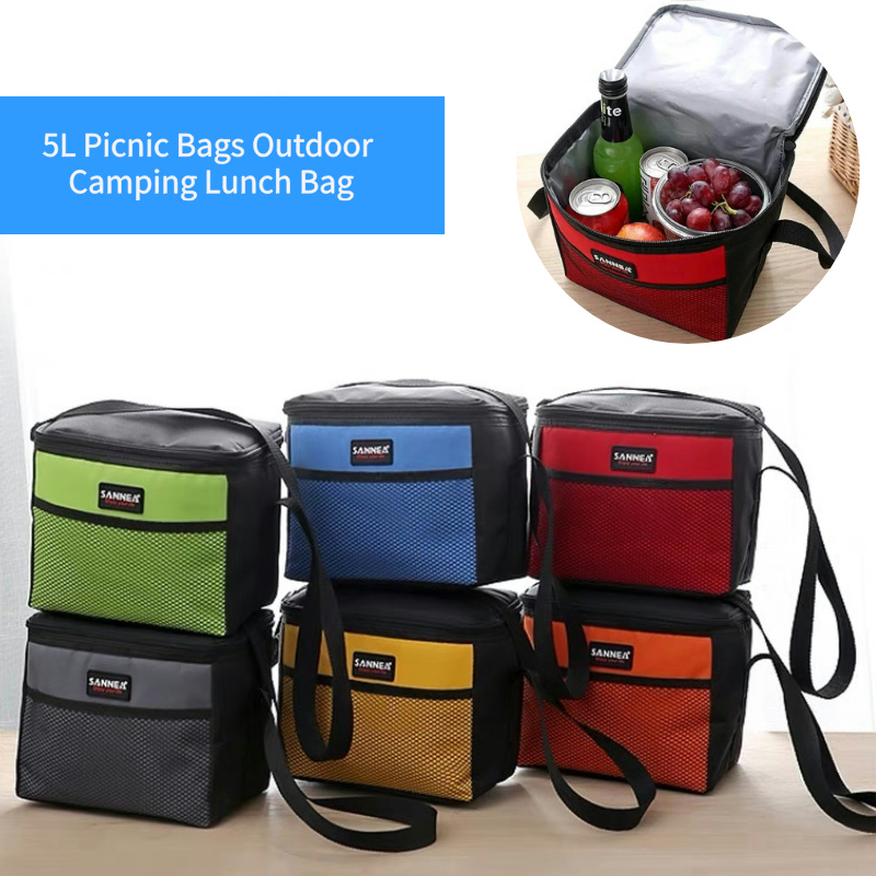 5L Picnic Bags Outdoor Camping Multi Waterproof Student Lunch Bag Adjustable Shoulder Strap Carrying Lunch Box Ice Pack Bag