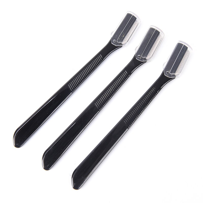 3 pièces/ensemble maquillage rasoir couteau noir Mini sourcil tondeuse sûr rasage rasoirs petite taille lame femmes soins du visage outil d'épilation