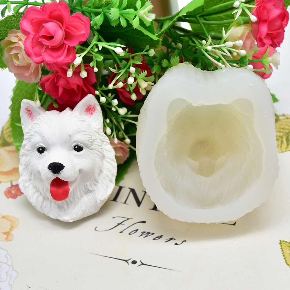 3D DIY Siliconen Mal Samojeed Hond Kerst Decor Gips Klei Cake Mallen Cupcake Fondant Chocolade Mallen Cake Decorating Tool