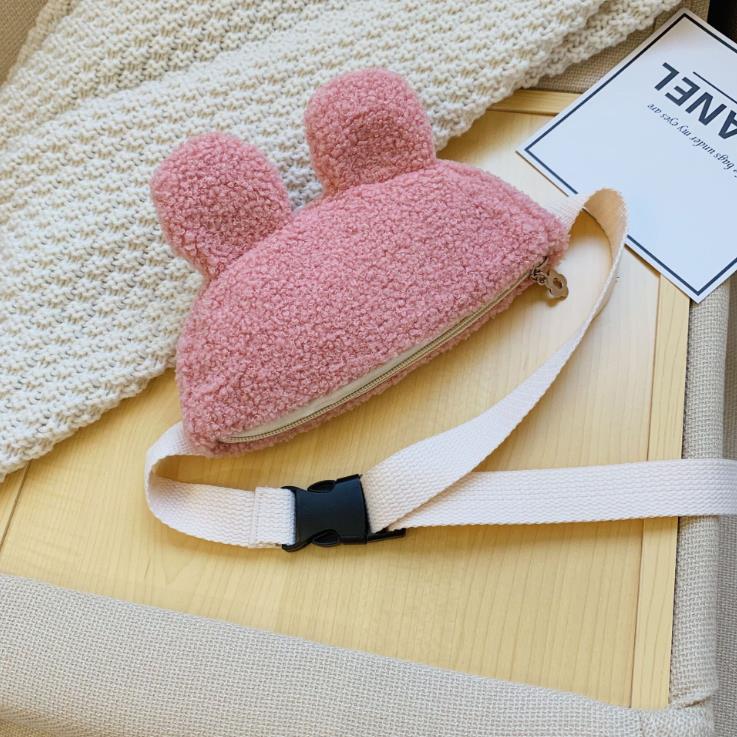 freundlicher Kleine Taille Tasche Plüsch Brust Tasche für Jungen und Mädchen Einfache Schulter Tasche Umhängetasche: Rosa