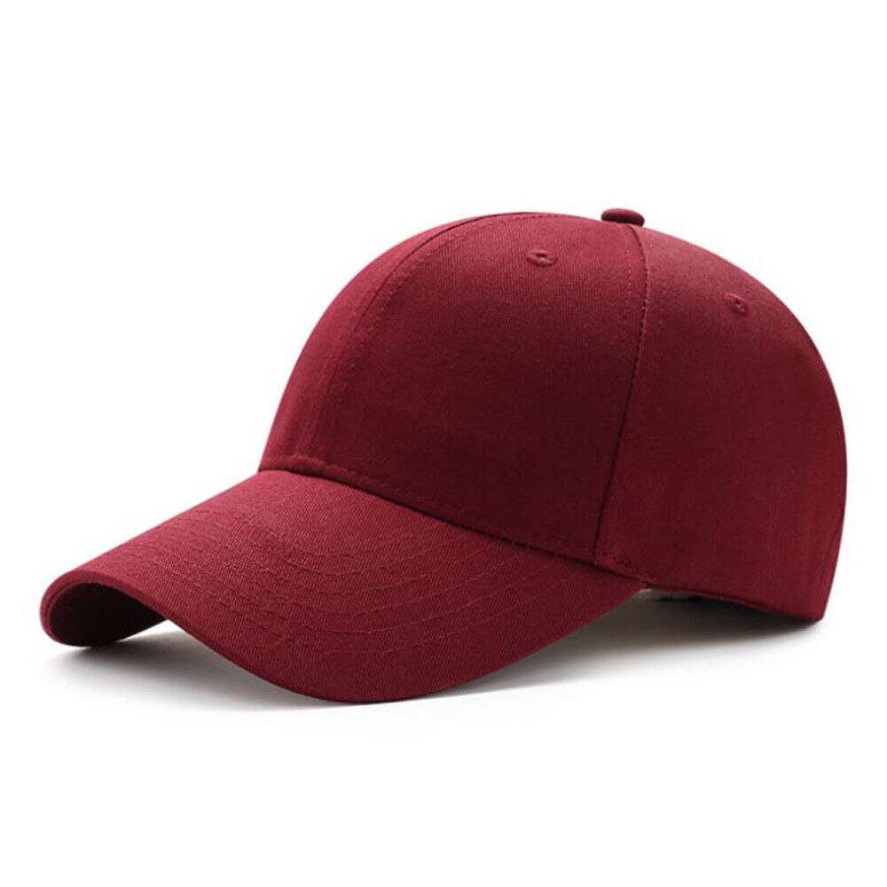 Mænd kvinder almindelig buet solskærm baseball kasket hat ensfarvede justerbare kasketter streetwear snapback trucker hat: Rødvin
