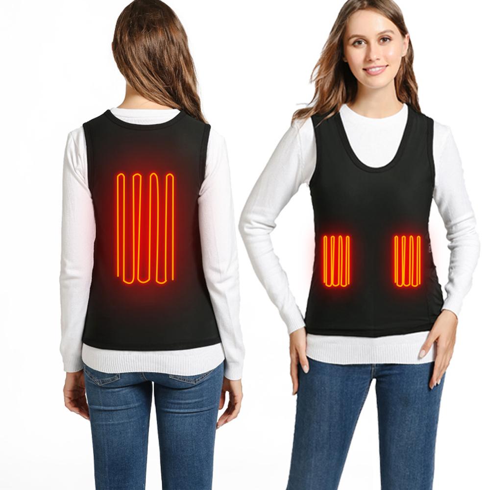 USB Smart Electric Heated Vest Warm 3 Adjustable Temperature Levels Abdomen Back Heating Vest Winter Keep warm For Outdoor sport: Black / XL